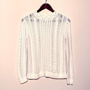 Banana Republic Ivory Pointelle Crew Neck Sweater